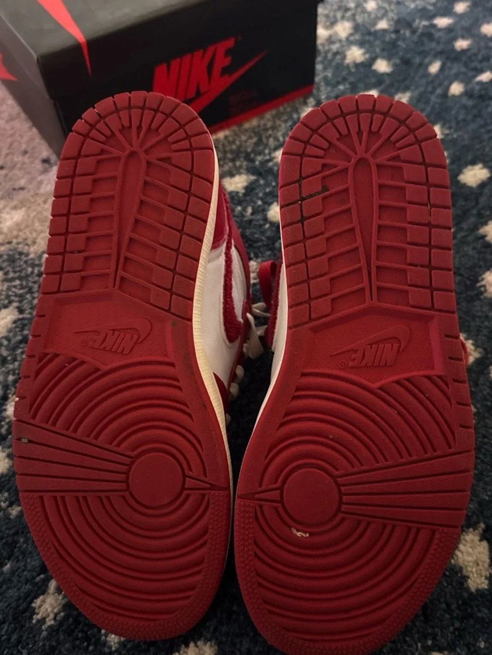 Nike Red and White Retro High-Top Sneakers